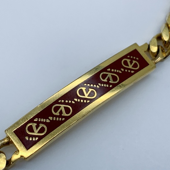 Vintage Valentino Garavani Gold-plated V-Logo Curb Chain Bracelet - Picture 8 of 12